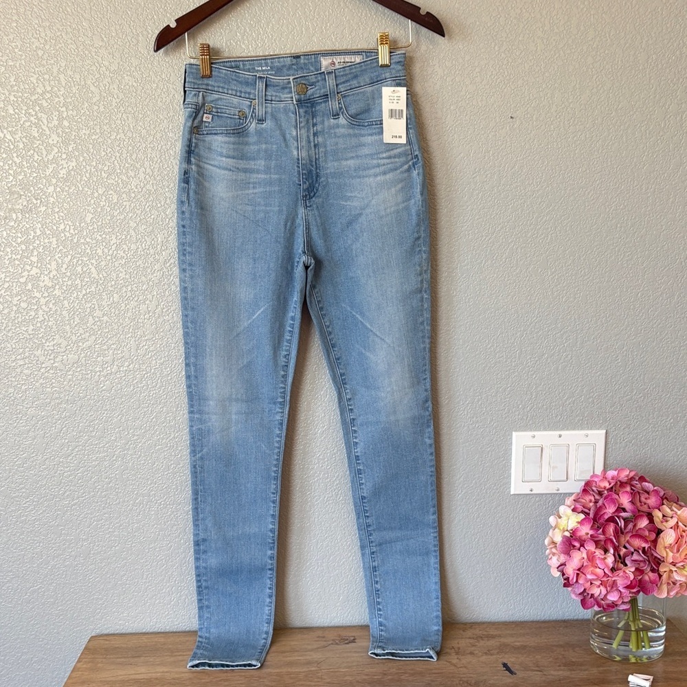 AG Adriano Goldschmied Light Blue High Rise Jeans- Super High-rise Skinny - Picture 1 of 14
